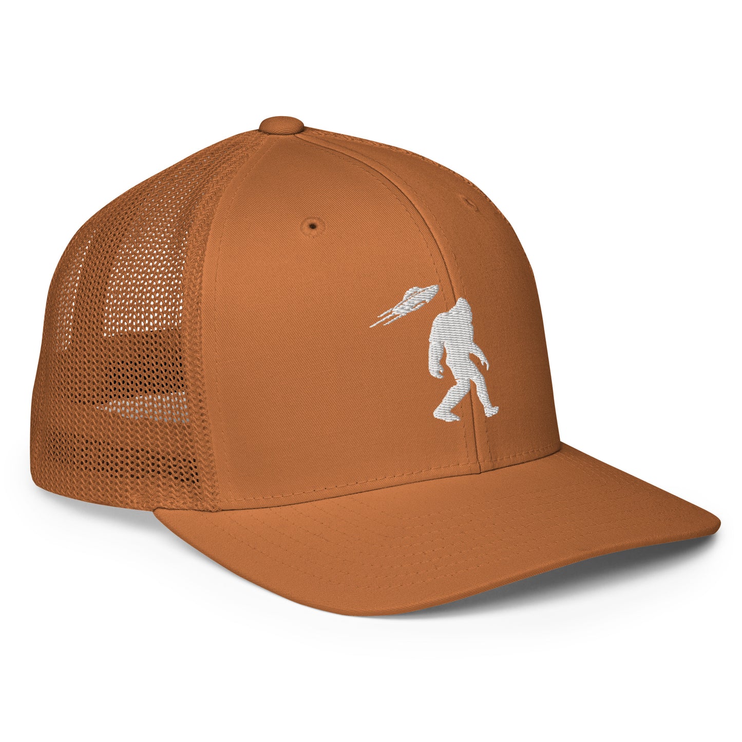 Closed-Back Sasquatch Trucker Hat in Burnt Orange