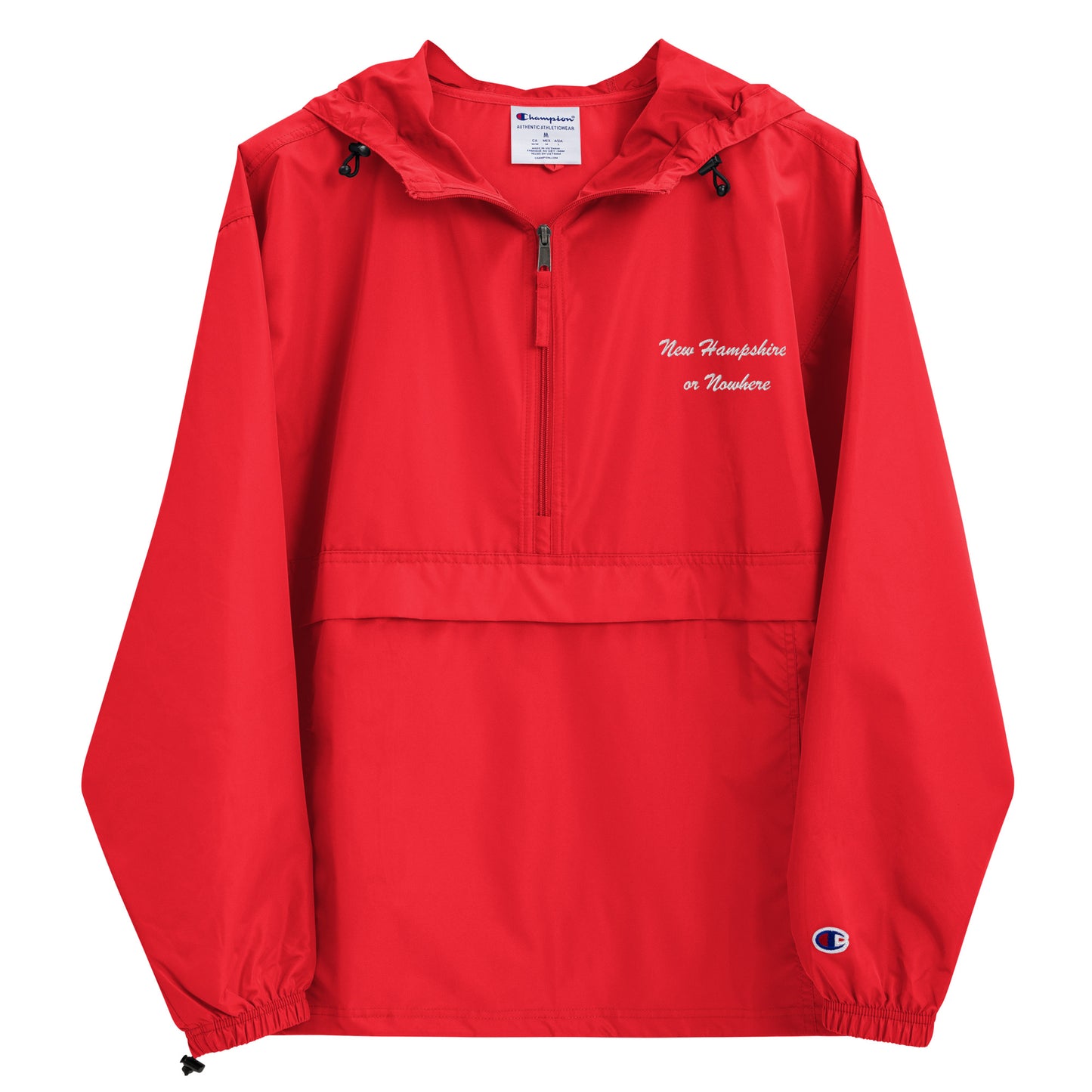 New Hampshire or Nowhere Embroidered Champion Packable Jacket in Cherry