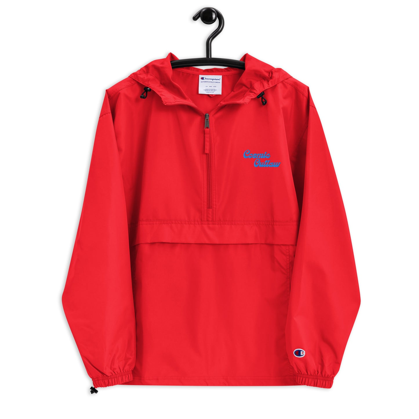 Outlaw Embroidered Champion Packable Jacket in Cherry