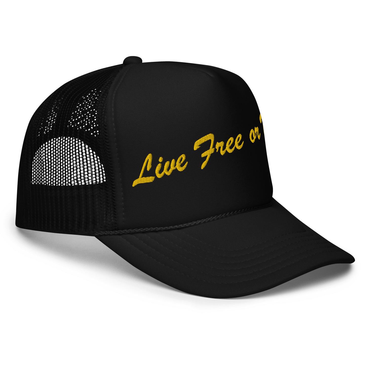 Live Free or Die Foam Trucker Hat in Jet Black