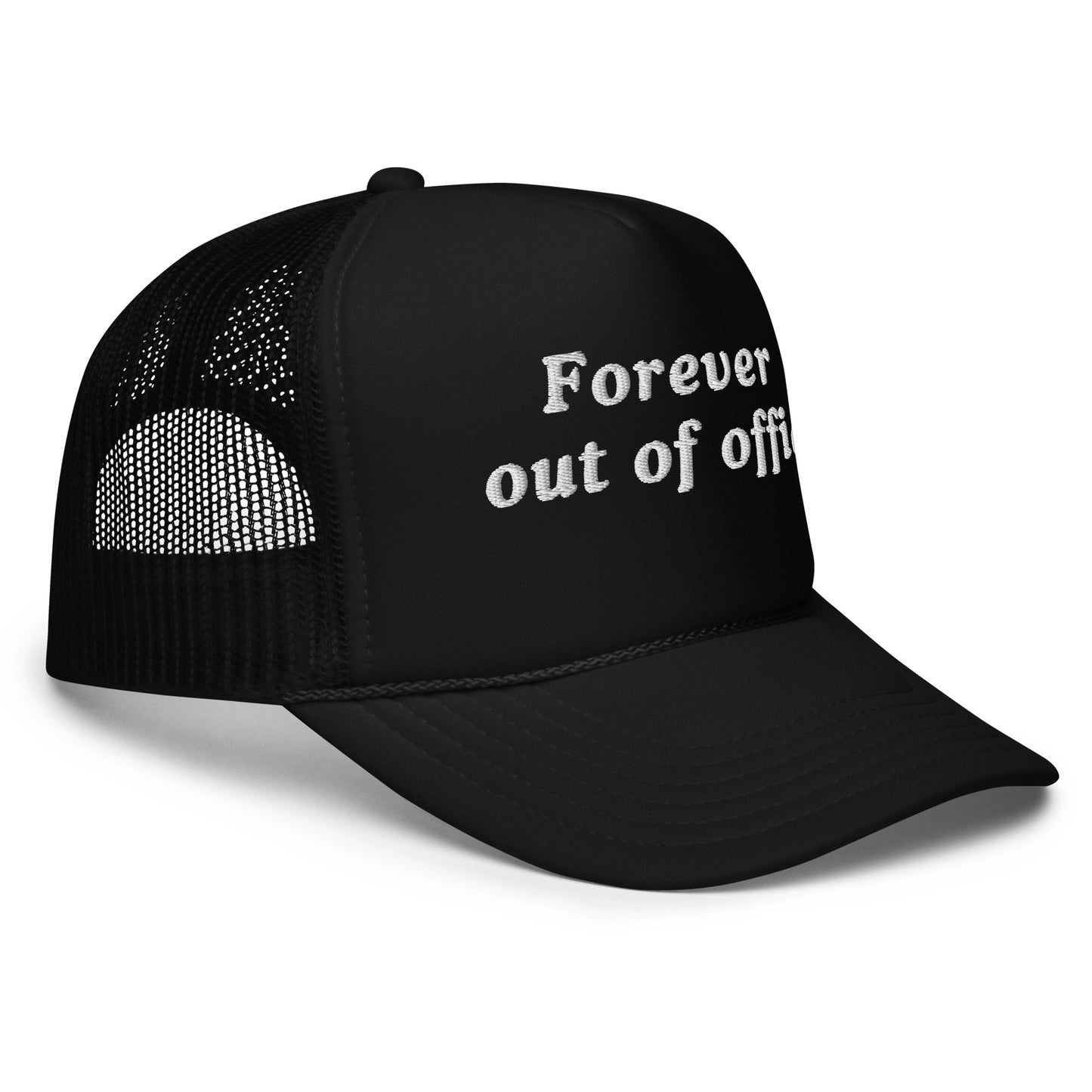 Out of Office Foam Trucker Hat in Jet Black