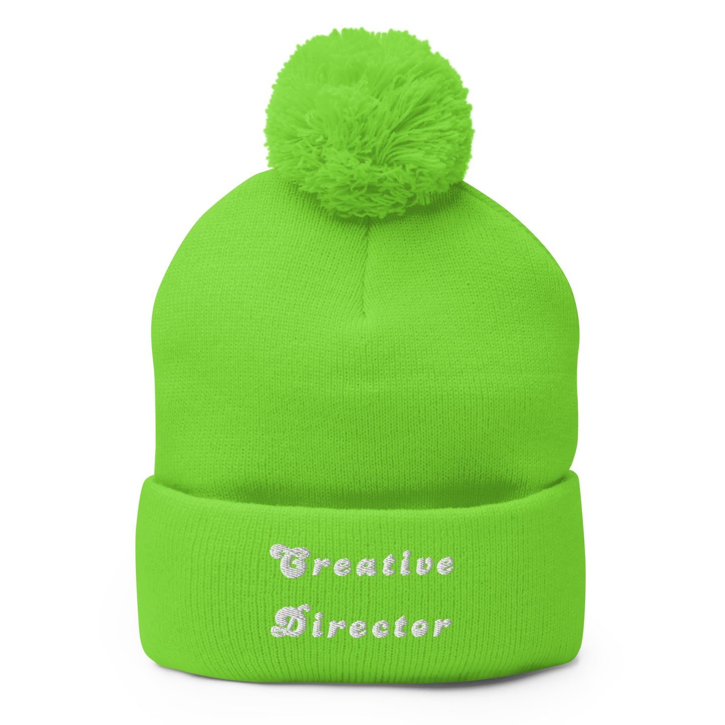 Creative Director Pom-Pom Beanie in Lime