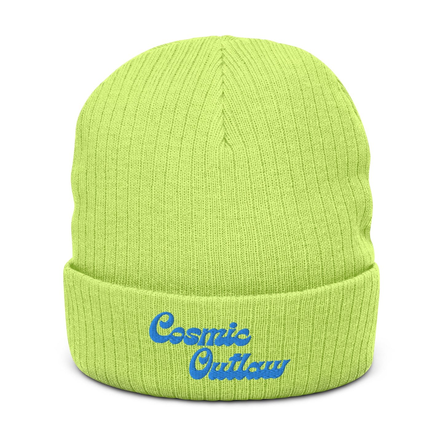 Outlaw Ribbed Knit Beanie in Neon