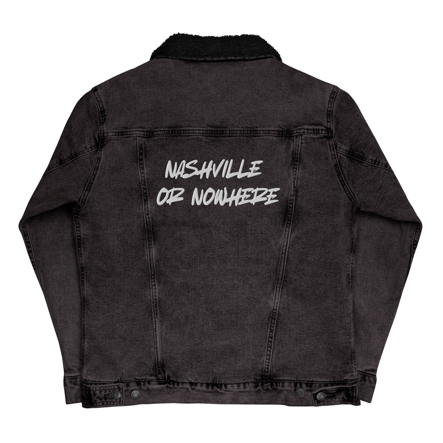 Nashville or Nowhere Authentic Denim Sherpa Jacket in Black