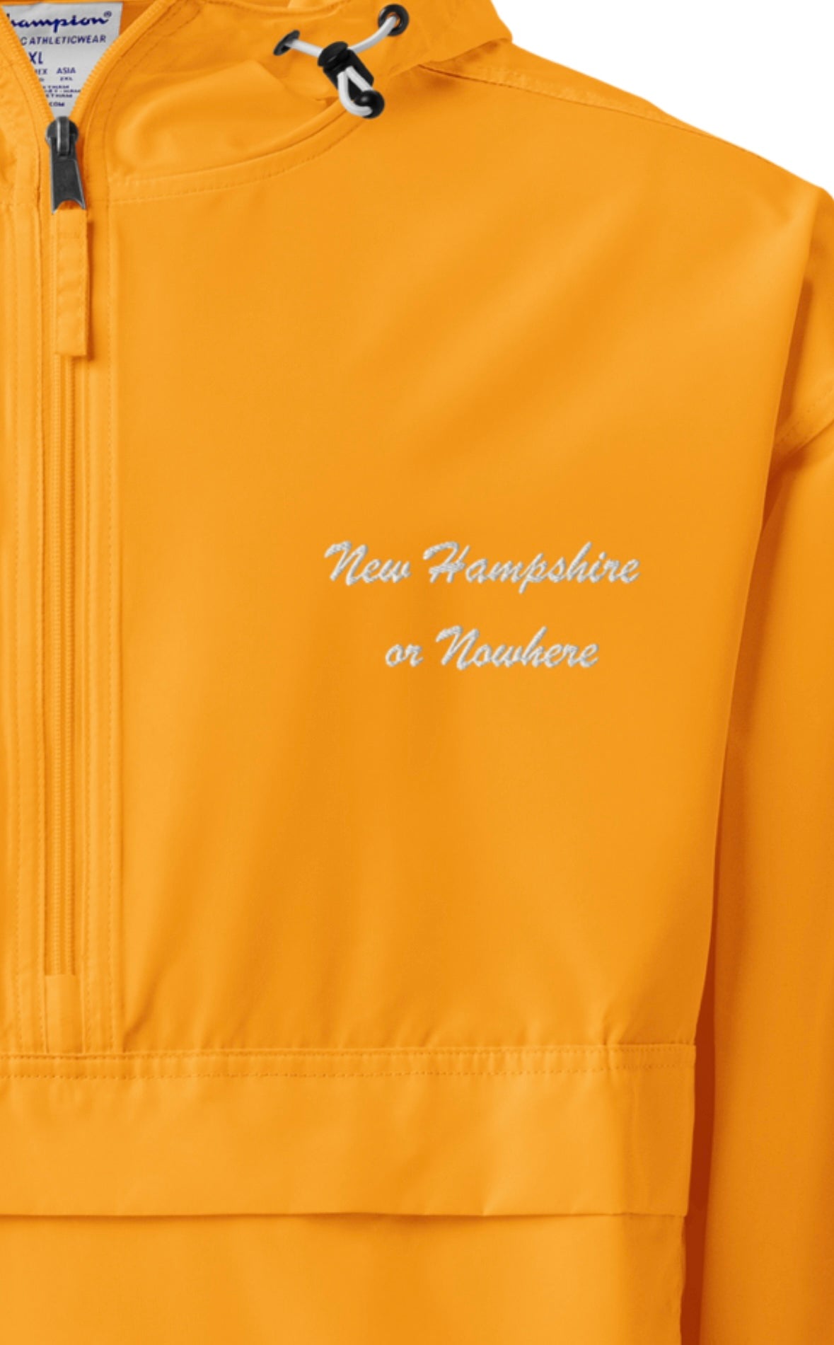 New Hampshire or Nowhere Embroidered Champion Packable Jacket in Citrus