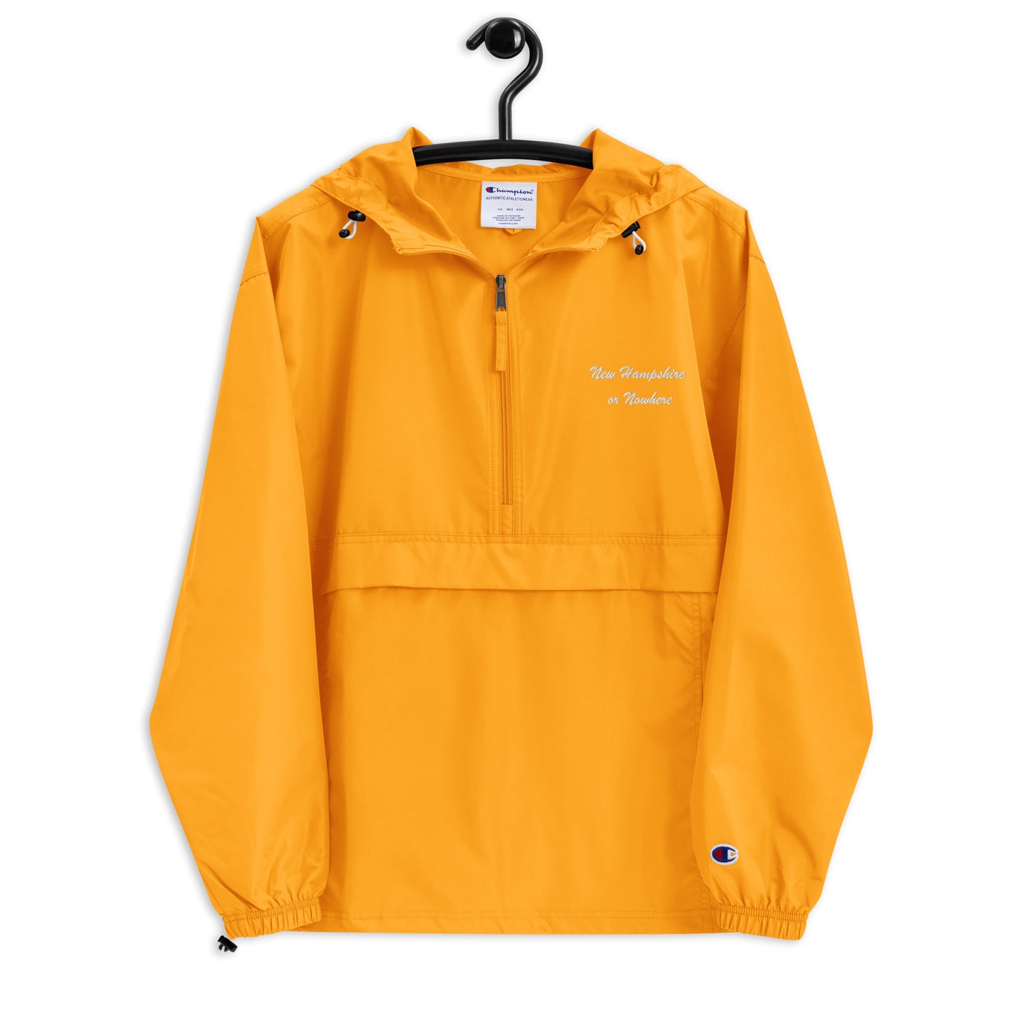 New Hampshire or Nowhere Embroidered Champion Packable Jacket in Citrus