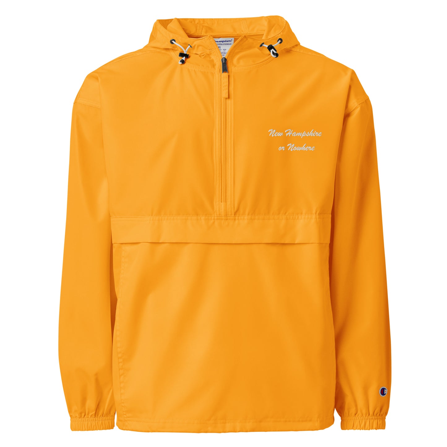 New Hampshire or Nowhere Embroidered Champion Packable Jacket in Citrus