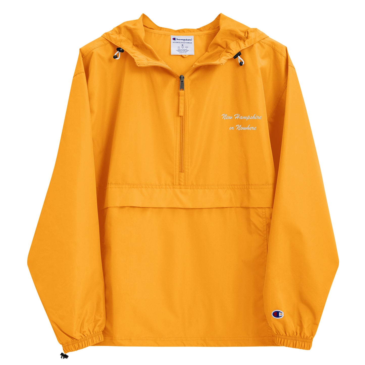 New Hampshire or Nowhere Embroidered Champion Packable Jacket in Citrus