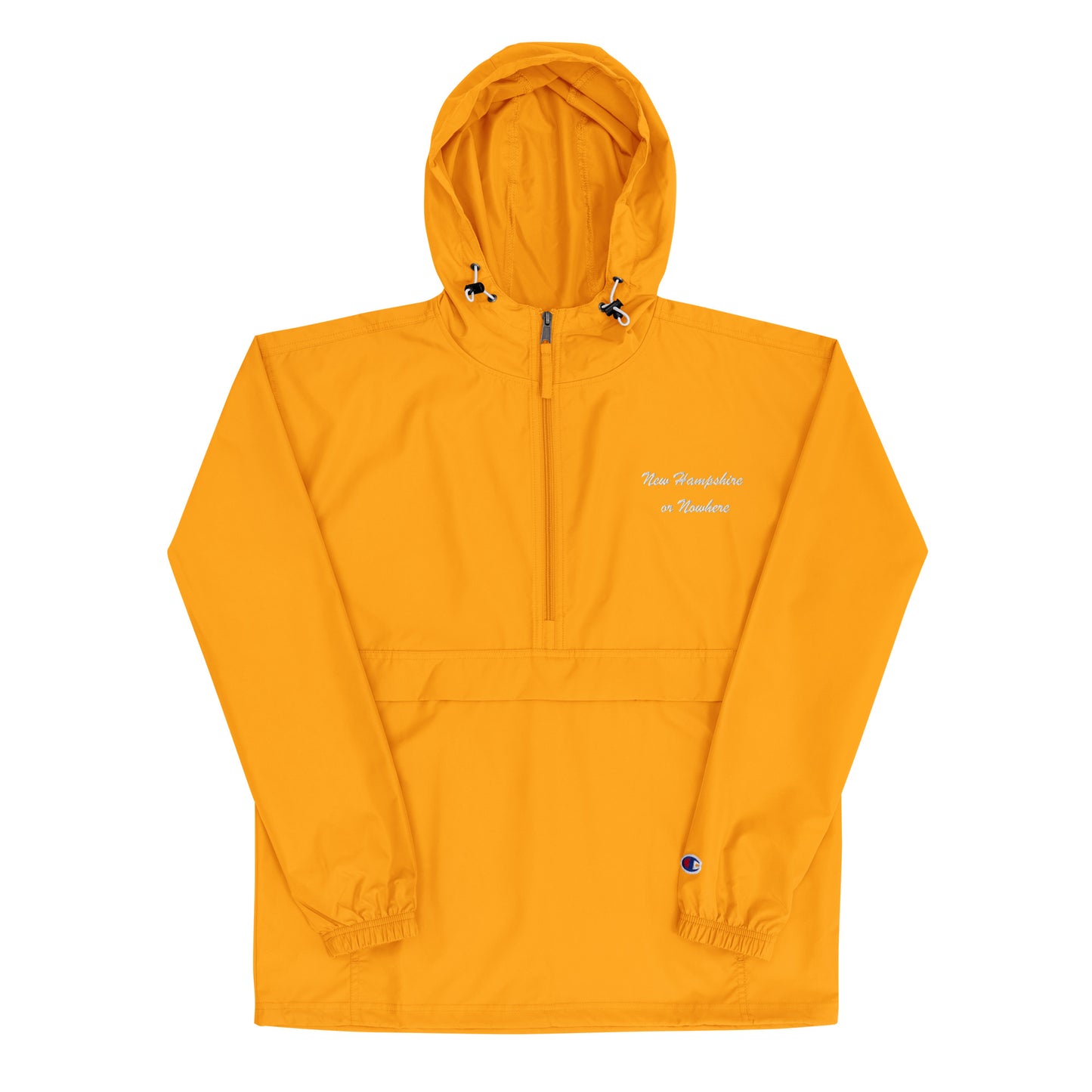New Hampshire or Nowhere Embroidered Champion Packable Jacket in Citrus