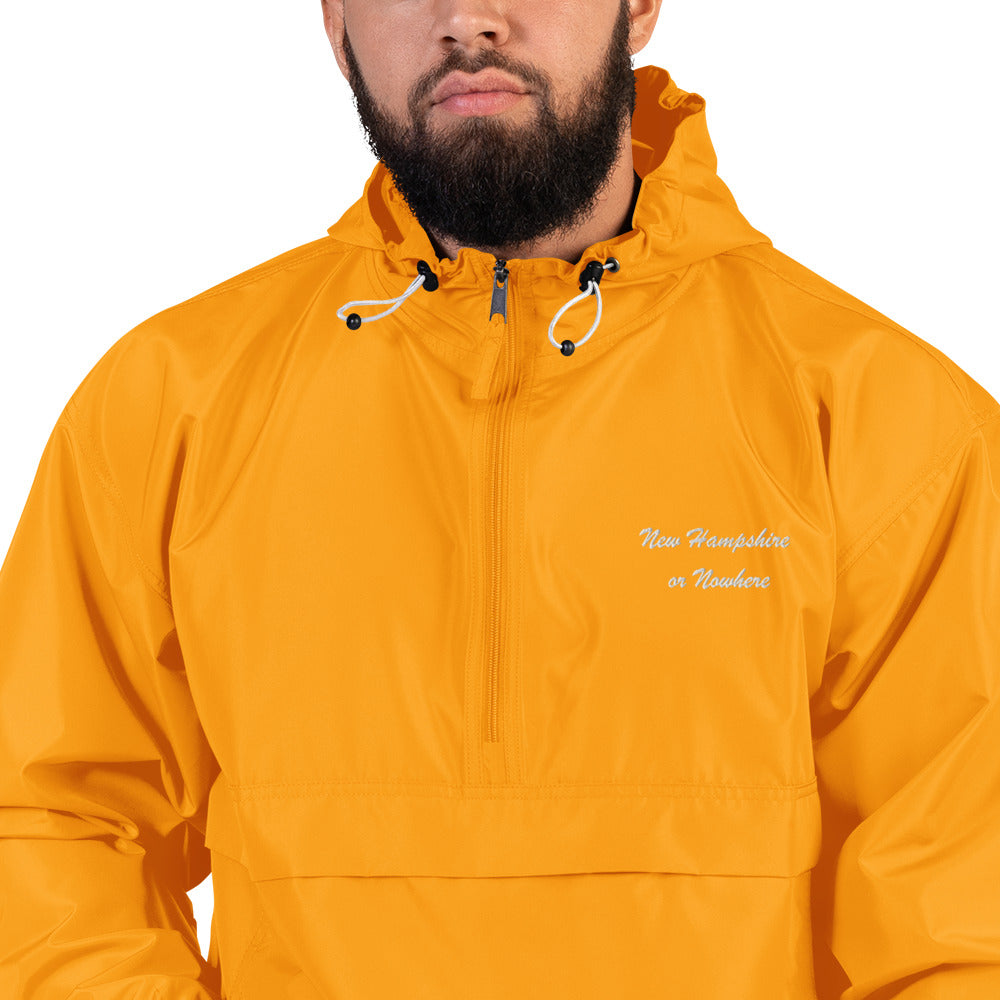 New Hampshire or Nowhere Embroidered Champion Packable Jacket in Citrus