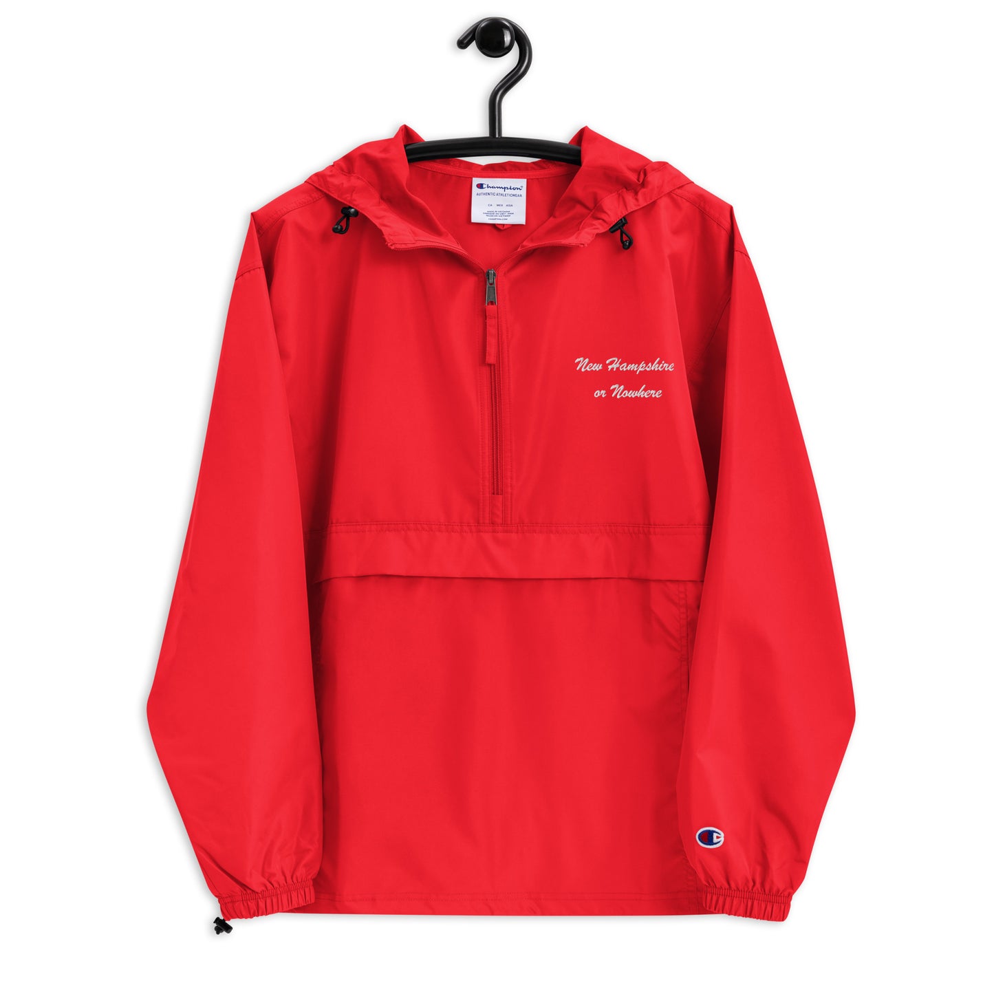 New Hampshire or Nowhere Embroidered Champion Packable Jacket in Cherry