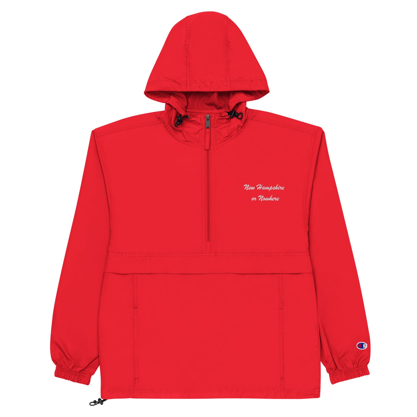 New Hampshire or Nowhere Embroidered Champion Packable Jacket in Cherry