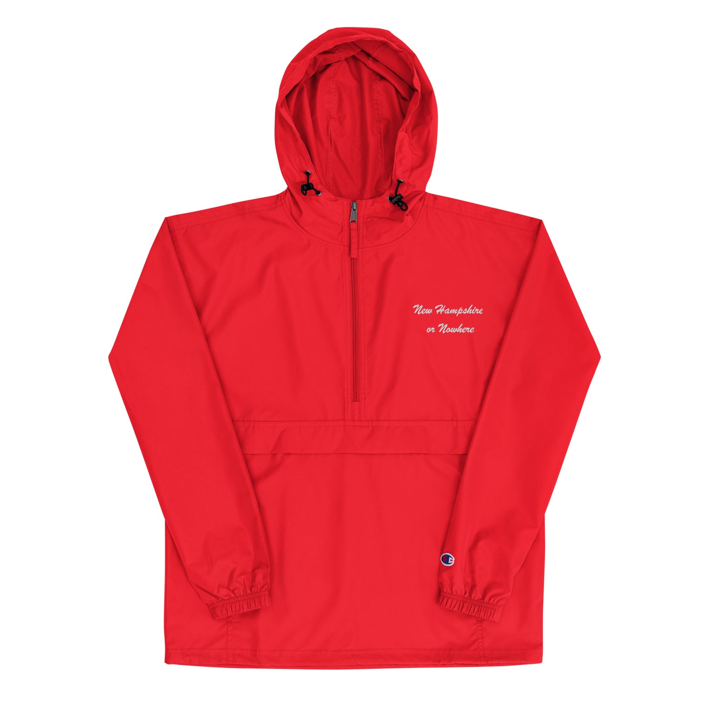 New Hampshire or Nowhere Embroidered Champion Packable Jacket in Cherry