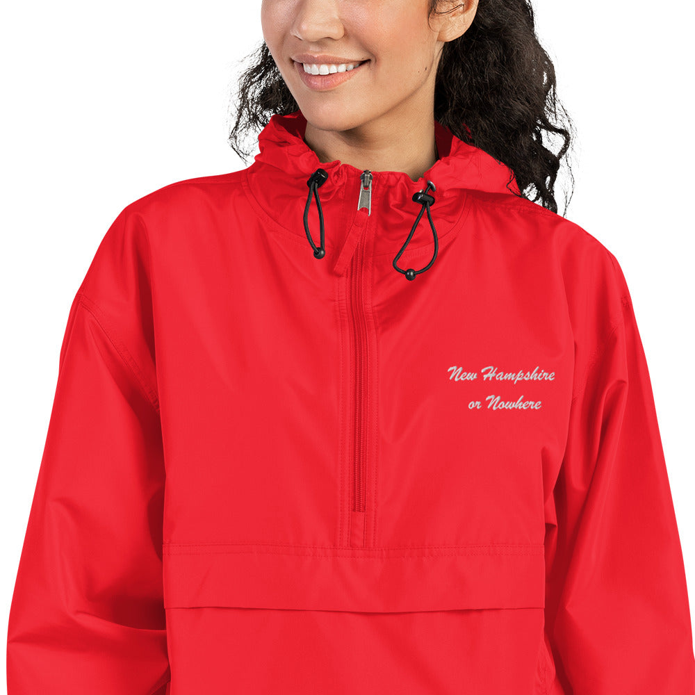 New Hampshire or Nowhere Embroidered Champion Packable Jacket in Cherry
